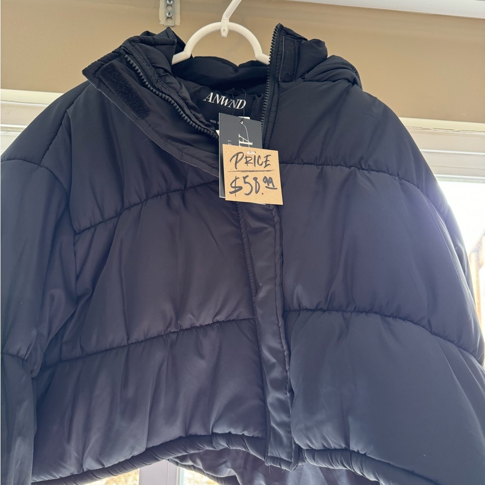 Black Puffer Cropped Jacket - Picture 3 of 3